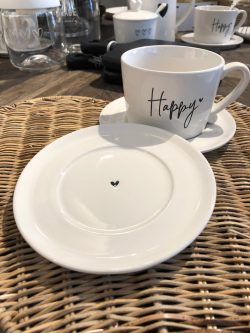 Bastion Plate cup 15cm white/heart in black