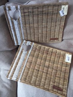 Rustic Rattan With Love Placemat