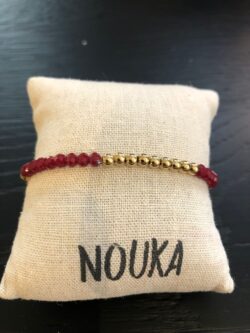 Armband kralen goud/rood