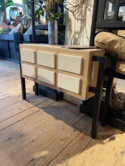 H.P. Wandkast hg. blank/wit 6 laden eiken -17-