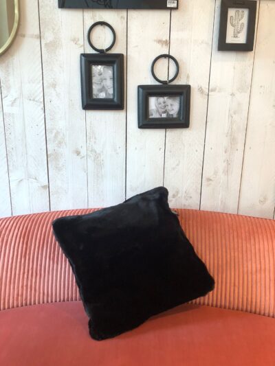 Faux Fur Pillow Cover black 50x50